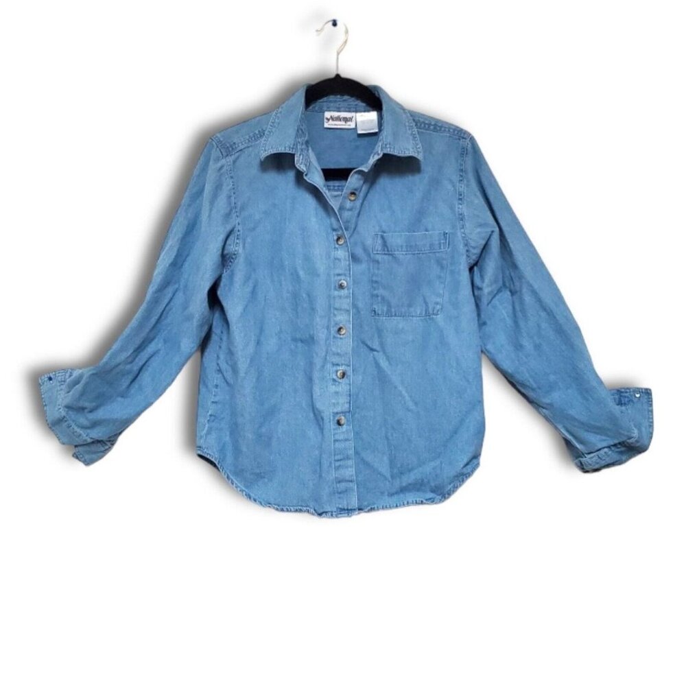 Vintage National Long Sleeve Jean Shirt. Mens Large.